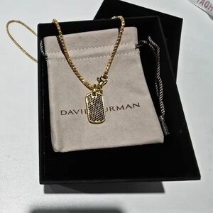 David Yurman Gold Dog Tag Necklace
